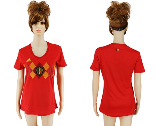 Women's Belgium Blank Red Home Soccer Country Jersey - Click Image to Close
